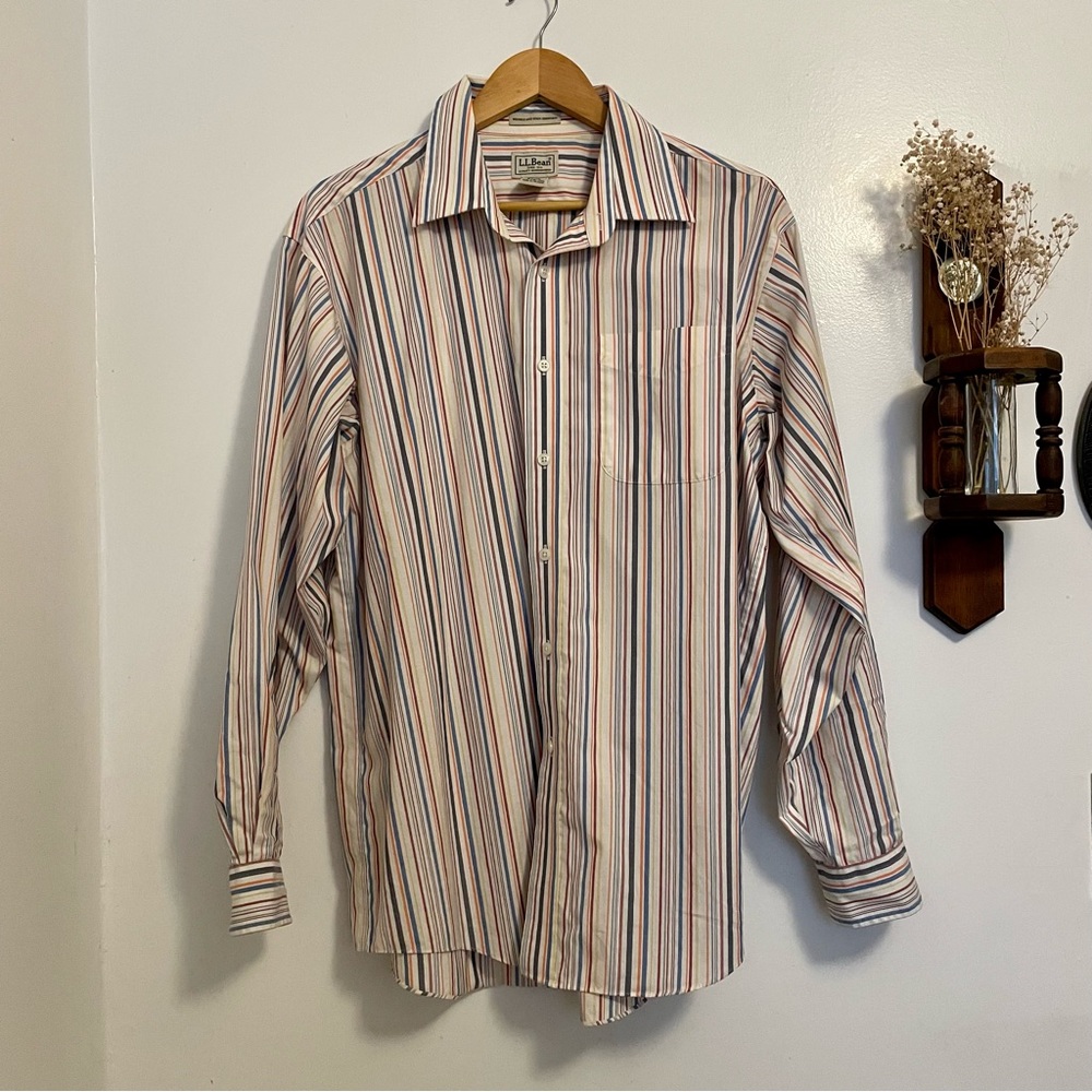 L.L. Bean striped button down dress shirt